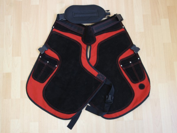 WOBU Schmiedeschürze mit Rückenpolster rot